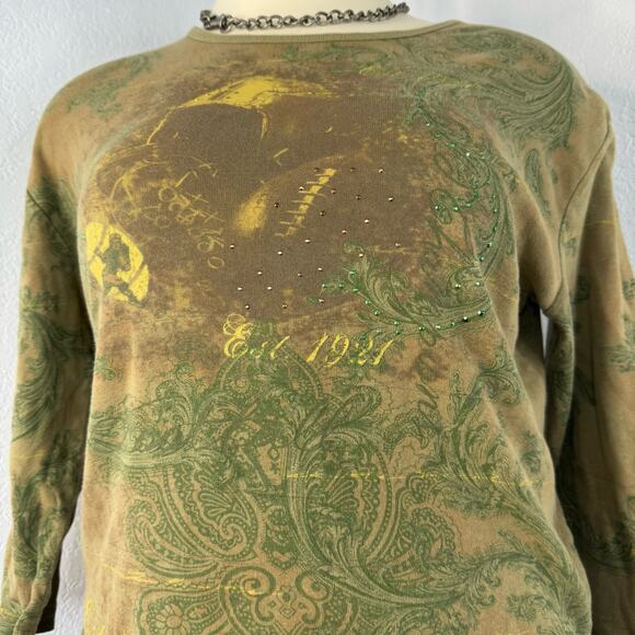 Y2K Football All Over Print Top 3/4 Sleeves Size XL - Picture 2 of 8